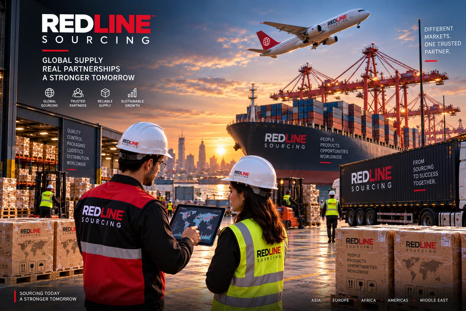 Two coordinators with tablets checking a shipment at the terminal